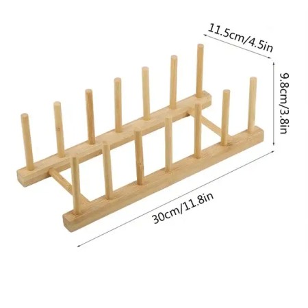 Multifunctional bamboo Book Storage, Kitchen Organizer, Plate Drain Rack